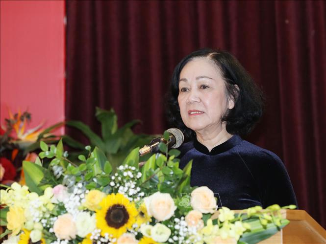 Trưởng Ban Tổ chức Trung ương Trương Thị Mai phát biểu tại buổi lễ. Ảnh: Phương Hoa - TTXVN