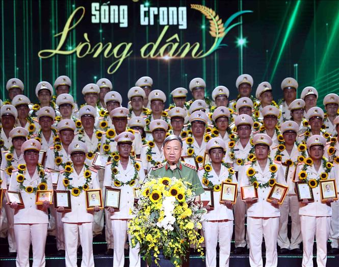 Đại tướng Tô Lâm, Ủy viên Bộ Chính trị, Bộ trưởng Bộ Công an phát biểu. Ảnh: Phạm Kiên - TTXVN