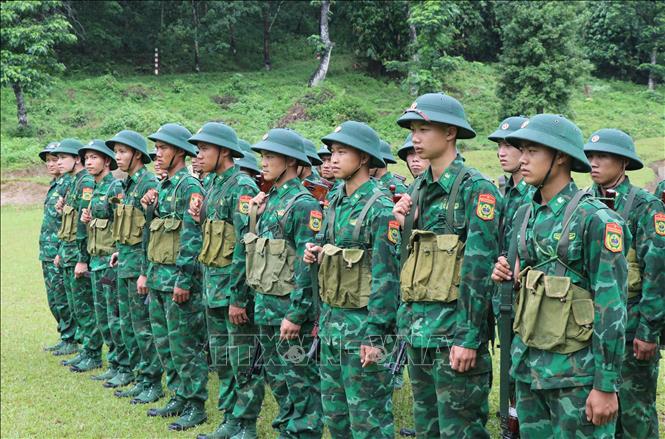 Trong ảnh: Những tân binh mùa huấn luyện, tuyển quân năm 2022 tại Tiểu đoàn Huấn luyện, cơ động (Bộ đội Biên phòng tỉnh Điện Biên). Ảnh: Xuân Tiến -TTXVN