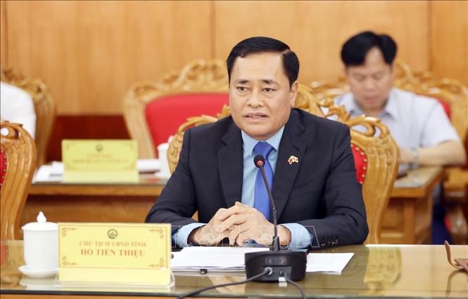 Trong ảnh: Chủ tịch UBND tỉnh Lạng Sơn Hồ Tiến Thiệu phát biểu tại buổi làm việc. Ảnh: Anh Tuấn – TTXVN