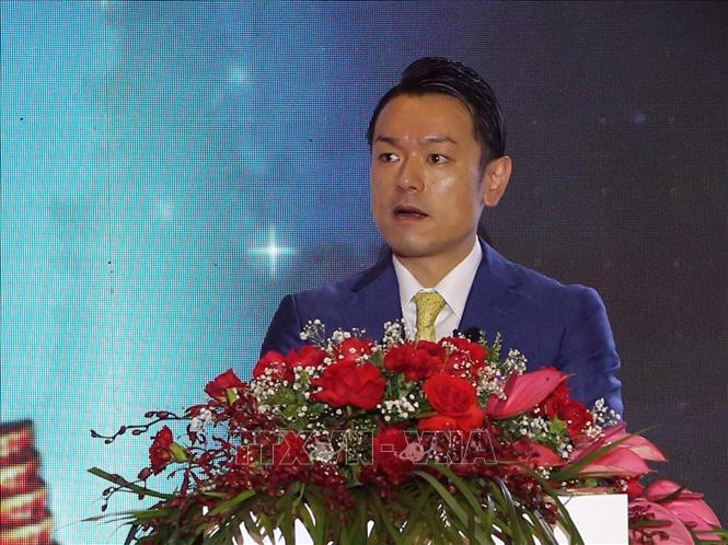 Trong ảnh: Ông Odaka Yoshimune, Chủ tịch Tập đoàn khách sạn Mikazuki phát biểu tại lễ khai trương Khách san Mikazuki. Ảnh: Trần Lê Lâm - TTXVN 