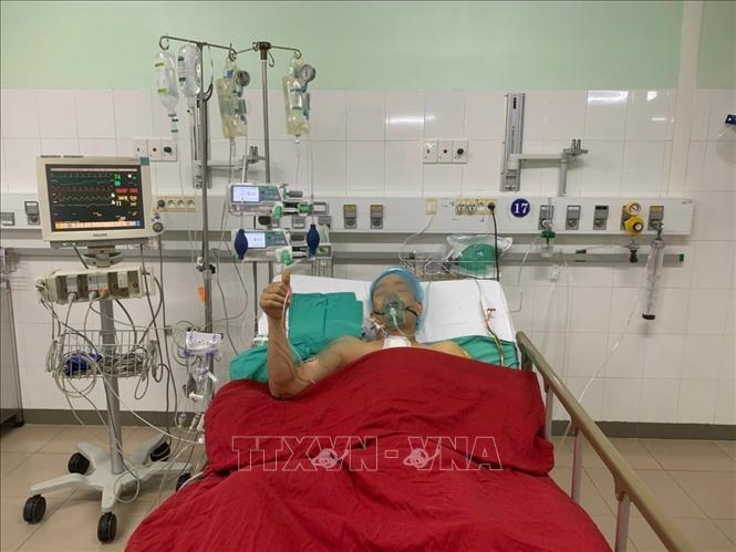 A patient is recovered after a heart transplant at the Hue Central Hospital in the central province of Thua Thien-Hue.