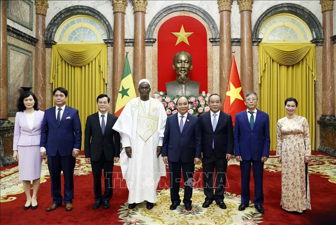 Chủ tịch nước Nguyễn Xuân Phúc tiếp Đại sứ Cộng hoà Sénégal Abdoulaye Barro đến trình Quốc thư. Ảnh: Thống Nhất – TTXVN