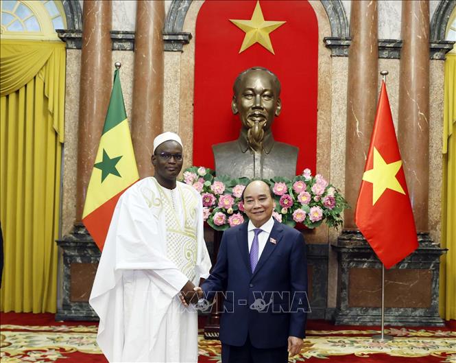 Chủ tịch nước Nguyễn Xuân Phúc tiếp Đại sứ Cộng hoà Sénégal Abdoulaye Barro đến trình Quốc thư. Ảnh: Thống Nhất – TTXVN