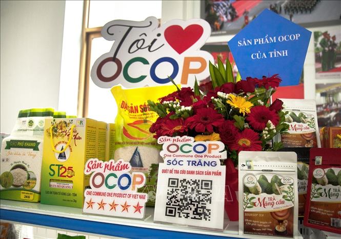 Trong ảnh: Các sản phẩm OCOP của tỉnh Sóc Trăng. Ảnh: Hồng Đạt - TTXVN