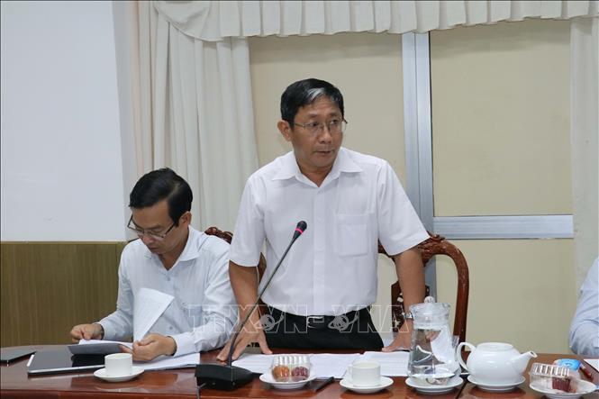 Trong ảnh: Ông Nguyễn Quang Nghị, Giám đốc Sở Tài chính thành phố Cần Thơ, phát biểu tại cuộc họp. Ảnh: Ngọc Thiện- TTXVN.