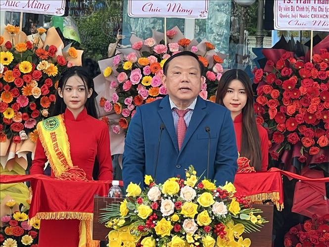 Luật sư, Tiến sĩ Nguyễn Tiến Dũng, Chủ tịch Hội đồng Quản trị Trường Đại học Nam Cần Thơ phát biểu tại lễ khánh thành. Ảnh: Ánh Tuyết - TTXVN