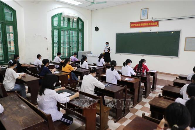 Students in an air-conditioned exam room. VNA Photo: Thanh Tùng