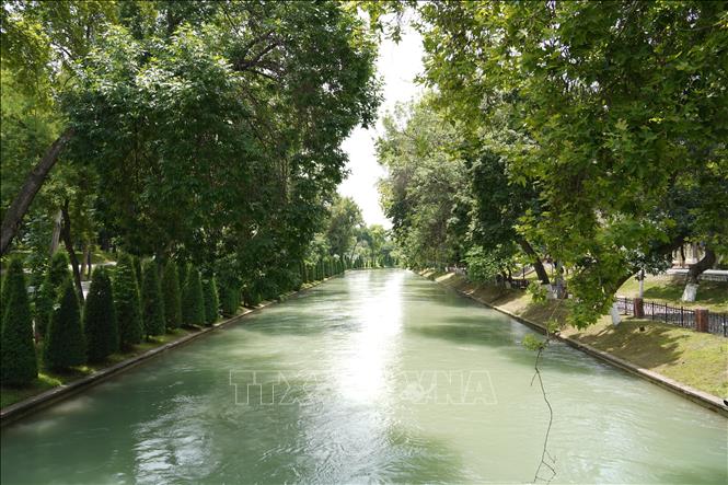Trong ảnh: Nước và cây xanh là những đặc trưng của Tashkent, thành phố mỗi ngày tiêu thụ tới 1,5 triệu m3 nước. Ảnh: Duy Trinh - PV TTXVN tại Nga