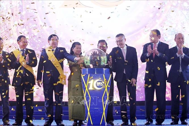 Lễ kỷ niệm 10 năm thành lập Ngân hàng Đầu tư và Phát triển Campuchia (BIDC) thuộc Ngân hàng Đầu tư và Phát triển Việt Nam – BIDV (Phnom Penh, 19/9/2019). Ảnh: Trần Long - TTXVN 