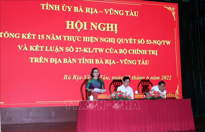 Trong ảnh: Phó Bí thư Thường trực Tỉnh ủy, Trưởng Đoàn Đại biểu Quốc hội tỉnh Bà Rịa-Vũng Tàu Nguyễn Thị Yến phát biểu tại Hội nghị. Ảnh: Đoàn Mạnh Dương-TTXVN
