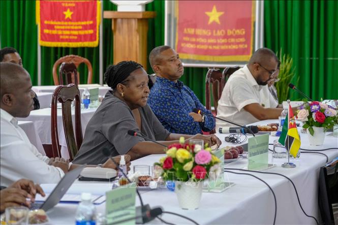 Mozambican Assembly President  Esperanca Laurinda Francisco Nhiuane Bias at the working session with the CCRRI. VNA Photo: Thanh Liêm 