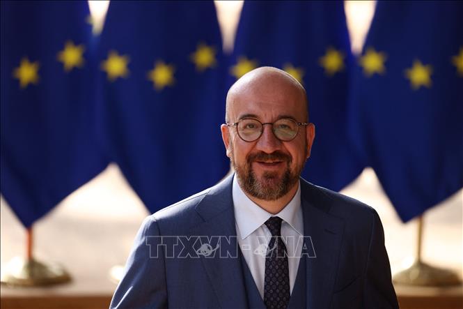 Trong ảnh: Chủ tịch Hội đồng châu Âu Charles Michel tại hội nghị cấp cao Liên minh châu Âu và lãnh đạo các nước khu vực Tây Balkans, ở Brussels (Bỉ) ngày 23/6/2022. Ảnh: AFP/TTXVN