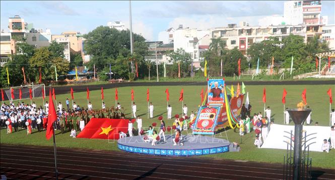 Đại hội có sự tham gia tranh tài của hơn 2.000 vận động viên, thi đấu ở 18 môn. Ảnh: Huỳnh Anh - TTXVN