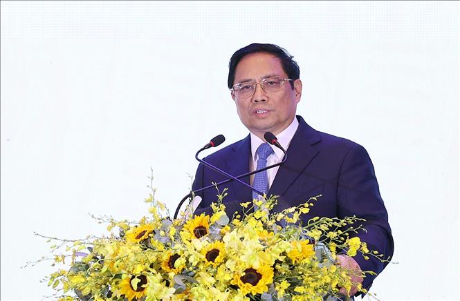 Thủ tướng Phạm Minh Chính phát biểu tại Diễn đàn Đầu tư Đà Nẵng năm 2022. Ảnh: Dương Giang-TTXVN
