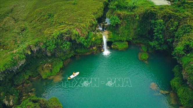 Trong ảnh: Thác Thoong Cót, xã Chí Viễn, huyện Trùng Khánh. Ảnh: TTXVN phát

