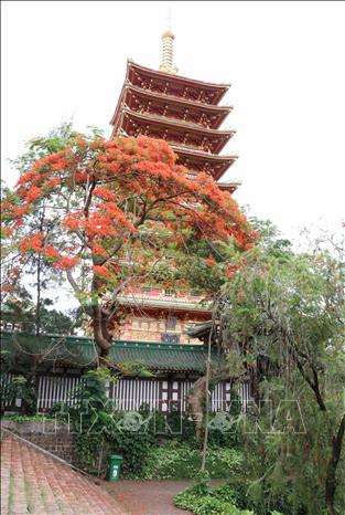 Trong ảnh: Cảnh sắc chùa Minh Thành rất ấn tượng, để lại dấu ấn đẹp trong lòng du khách. Ảnh: Hồng Điệp - TTXVN