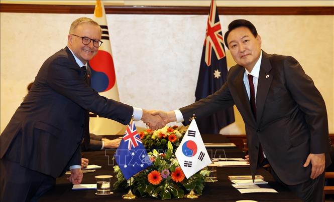 Hàn Quốc tăng cường hợp tác với Australia - Ảnh thời sự quốc tế - Chính trị-Quân sự - Thông tấn xã Việt Nam (TTXVN) Hàn Quốc tăng cường hợp tác với Australia - Ảnh thời sự quốc tế - Chính trị-Quân sự - Thông tấn xã Việt Nam (TTXVN)