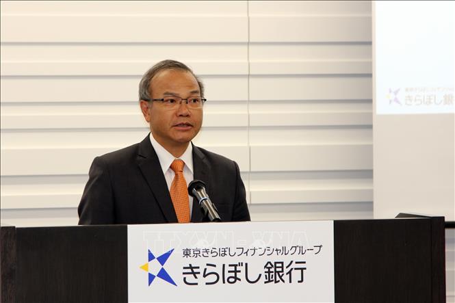 Đại sứ Việt Nam tại Nhật Bản Vũ Hồng Nam phát biểu tại sự kiện ra mắt gạo ST25 ở Tokyo. Ảnh: Đào Thanh Tùng/Phóng viên TTXVN tại Tokyo