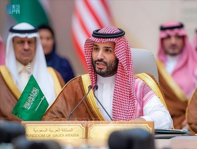 Trong ảnh: Thái tử Saudi Arabia Mohammed bin Salman (phía trước) phát biểu tại Hội nghị thượng đỉnh Hội đồng Hợp tác vùng Vịnh (GCC) cùng 3 nước Ai Cập, Jordan và Iraq (GCC+3) ở Jeddah (Saudi Arabia), ngày 16/7/2022. Ảnh: SPA/TTXVN