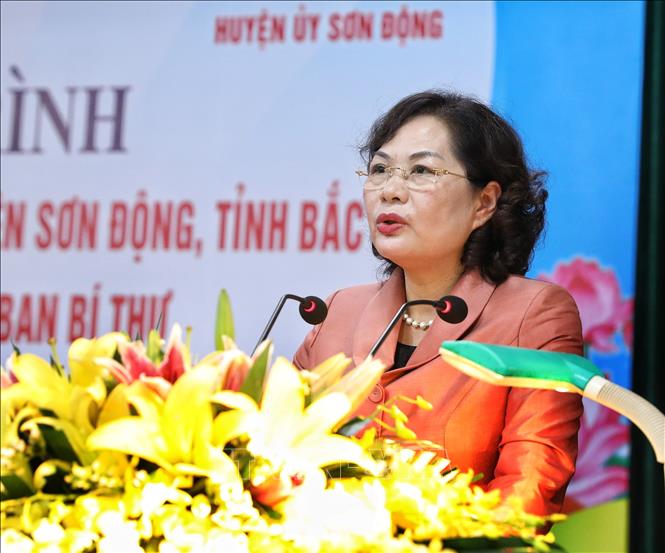 Trong ảnh: Đồng chí Nguyễn Thị Hồng, Ủy viên Trung ương Đảng, Thống đốc Ngân hàng nhà nước Việt Nam phát biểu tại hội nghị. Ảnh: Danh Lam -TTXVN