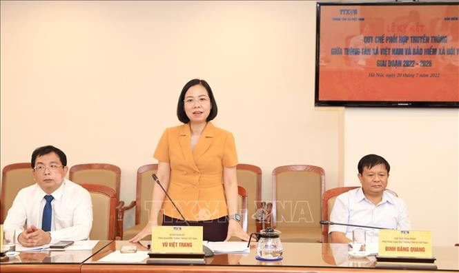 Trong ảnh: Tổng Giám đốc Thông tấn xã Việt Nam Vũ Việt Trang phát biểu tại buổi lễ. Ảnh: Tuấn Anh - TTXVN