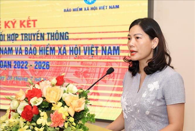 Trong ảnh: Phó Giám đốc phụ trách Trung tâm Phát triển truyền thông Thông tấn Bùi Minh Thu phát biểu. Ảnh: Tuấn Anh - TTXVN