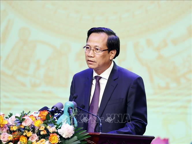 Minister of Labour, Invalids and Social Affairs Dao Ngoc Dung speaks at the ceremony. VNA Photo: Thống Nhất