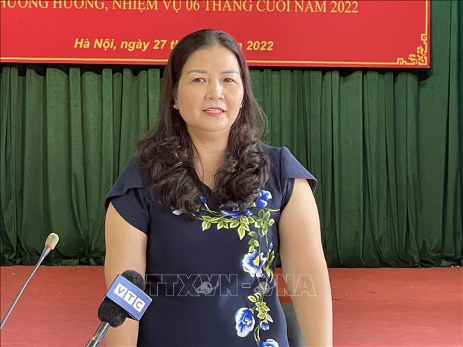 Bà Trần Thị Phương Lan, Quyền Giám đốc Sở Công Thương Hà Nội phát biểu tại hội nghị. Ảnh: Phương Anh-TTXVN