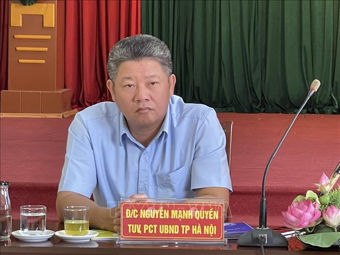 Ông Nguyễn Mạnh Quyền, Phó Chủ tịch UBND thành phố Hà Nội chủ trì hội nghị. Ảnh: Phương Anh-TTXVN