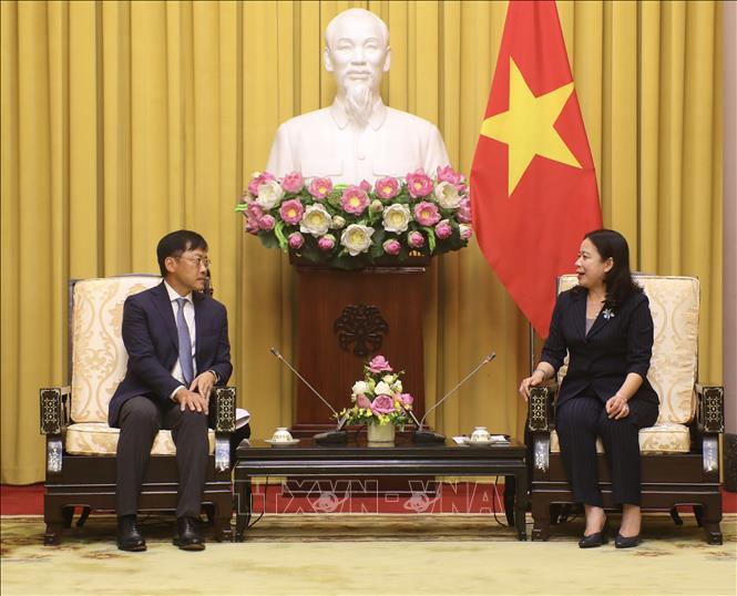 Vice President Vo Thi Anh Xuan receives President and CEO of the AIA Group Lee Yuan Siong. VNA Photo: Lâm Khánh