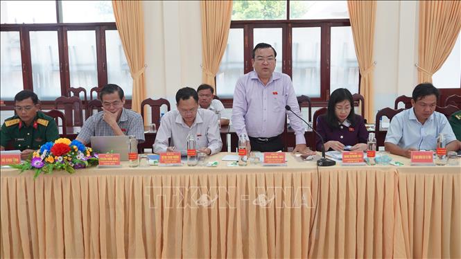 Trong ảnh: Phó Bí thư tỉnh ủy Tây Ninh, Trưởng Đoàn đại biểu Quốc hội tỉnh Tây Ninh, Phạm Hùng Thái phát biểu tại buổi giám sát. Ảnh: Thanh Tân-TTXVN