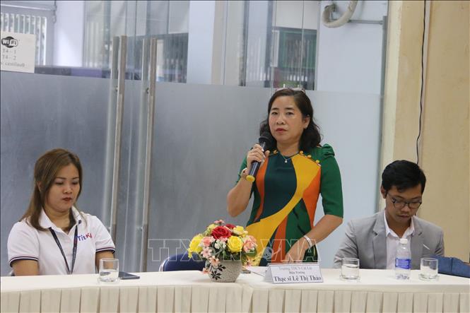 Trong ảnh: Thạc sỹ Lê Thị Thảo, Hiệu trưởng Trường trung học cơ sở Cát Lái (Thành phố Hồ Chí Minh) phát biểu tại hội thảo. Ảnh: Thanh Vũ - TTXVN
