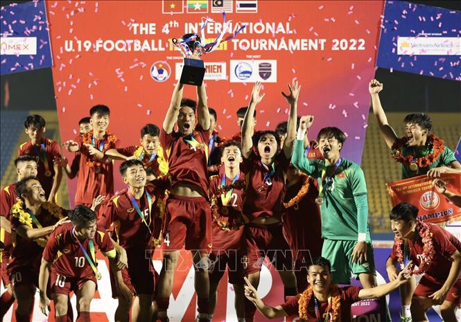 Đội U19 Việt Nam vô địch Giải U19 Quốc tế Thanh niên 2022. Ảnh: Huyền Trang -TTXVN