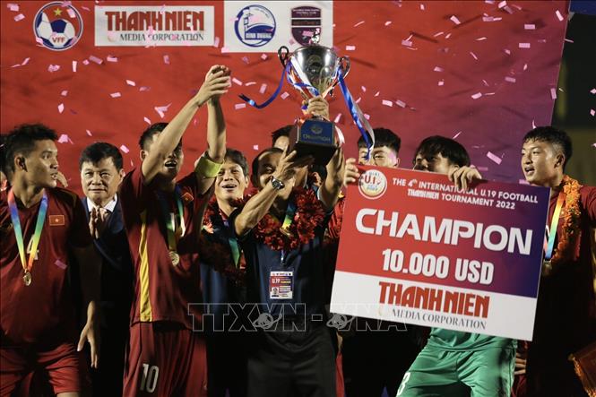 Đội U19 Việt Nam vô địch Giải U19 Quốc tế Thanh niên 2022. Ảnh: Huyền Trang -TTXVN