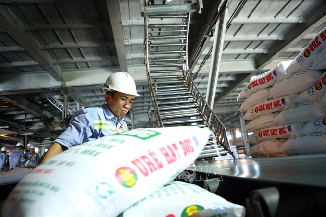 A production line at the PetroVietnam Camau Fertilizer JSC. VNA Photo: Huy Hùng