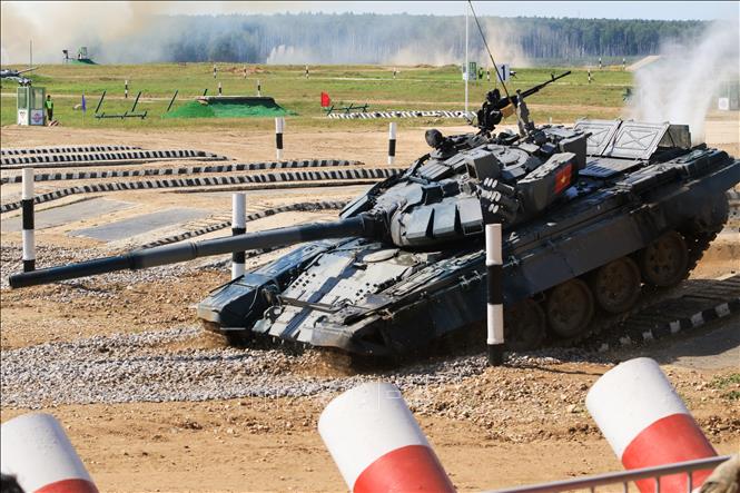 The Vietnamese tank crew completed their task, destroying four targets out of five and finishing the race after 34 minutes 53 seconds. VNA Photo: Trần Văn Hiếu