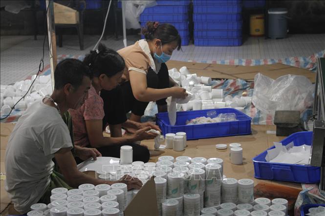Trong ảnh: Các sản phẩm của Hợp tác xã Sinh Dược đều được làm từ các loại thảo dược địa phương. Ảnh: Hải Yến-TTXVN.