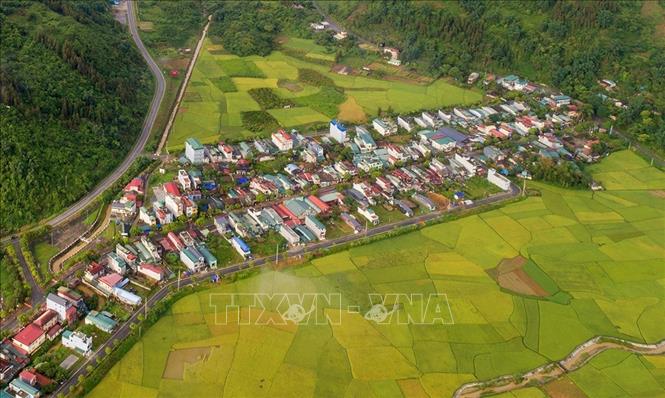 Trong ảnh: Mương Khương mùa lúa chín là dịp để du khách đến nơi này nghỉ dưỡng và lưu lại những khoảng khắc đáng nhớ cho riêng mình. Ảnh: TTXVN phát