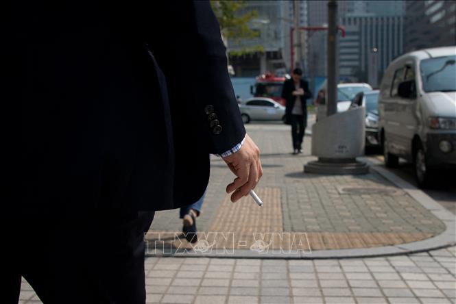 Trong ảnh (tư liệu): Người dân hút thuốc trên đường phố tại Seoul, Hàn Quốc, ngày 14/4/2014. Ảnh: AFP/ TTXVN