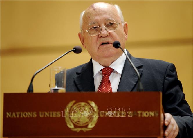 Trong ảnh (tư liệu): Cựu Tổng thống Liên Xô Mikhail Gorbachev phát biểu tại một hội thảo của LHQ ở Geneva, Thuỵ Sĩ ngày 5/10/2009. Ảnh: AFP/TTXVN