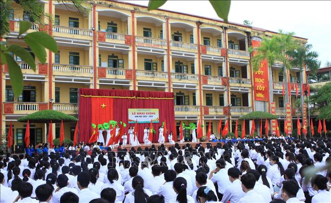 Trong ảnh: Khai giảng năm học mới 2022-2023 tại Trường THPT Nguyễn Trãi (huyện Vũ Thư). Ảnh: Thế Duyệt – TTXVN 