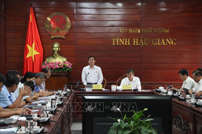 Trong ảnh: Ông Trần Văn Huyến, Phó Bí thư Thường trực Tỉnh ủy, Chủ tịch HĐND tỉnh Hậu Giang phát biểu. Ảnh: Hồng Thái - TTXVN