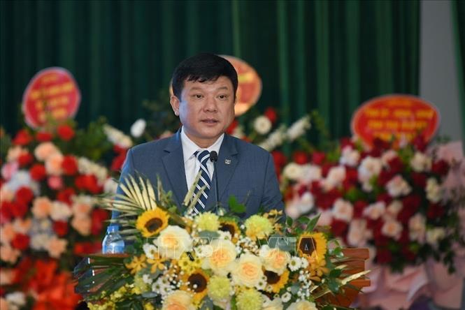 PGS TS Hoàng Văn Hùng, tân Giám đốc Đại học Thái Nguyên nhiệm kỳ 2022-2027 phát biểu tại lễ công bố quyết định. Ảnh: Thu Hằng-TTXVN