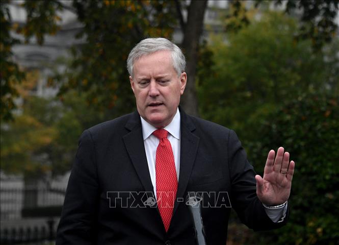 Trong ảnh (tư liệu): Ông Mark Meadows, khi đương chức Chánh Văn phòng Nhà Trắng, phát biểu với báo giới tại Washington, DC, ngày 21/10/2020. Ảnh: AFP/TTXVN