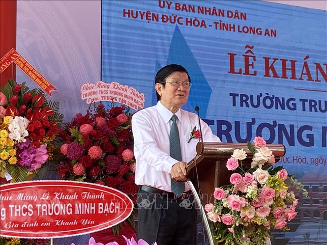 Nguyên Chủ tịch nước Trương Tấn Sang phát biểu tại buổi lễ. Ảnh: Đức Hạnh - TTXVN 