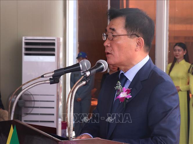 Trong ảnh: Ông Shin Hyeon Dae, Tổng Giám Đốc Công ty Đóng Tàu Hyundai Mipo (Công ty mẹ của HVS) phát biểu tại buổi lễ. Ảnh: Tiên Minh – TTXVN