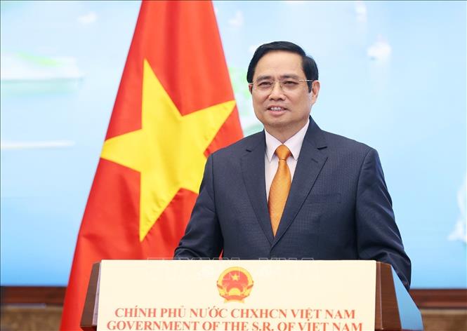 PM Pham Minh Chinh speaks at the event. VNA Photo: Dương Giang 