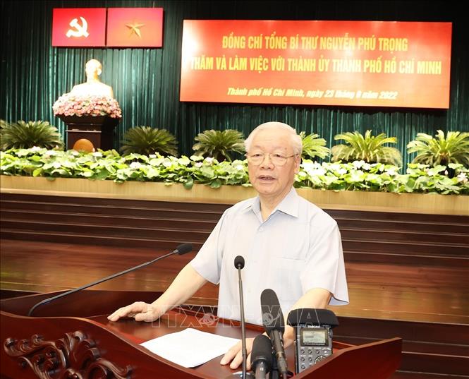 Trong ảnh: Tổng Bí thư Nguyễn Phú Trọng phát biểu kết luận tại buổi làm việc. Ảnh: Trí Dũng –TTXVN