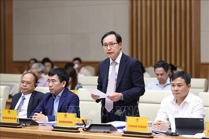 Ông Choi Joo-ho, Tổng Giám đốc Samsung Việt Nam phát biểu. Ảnh: Dương Giang-TTXVN
